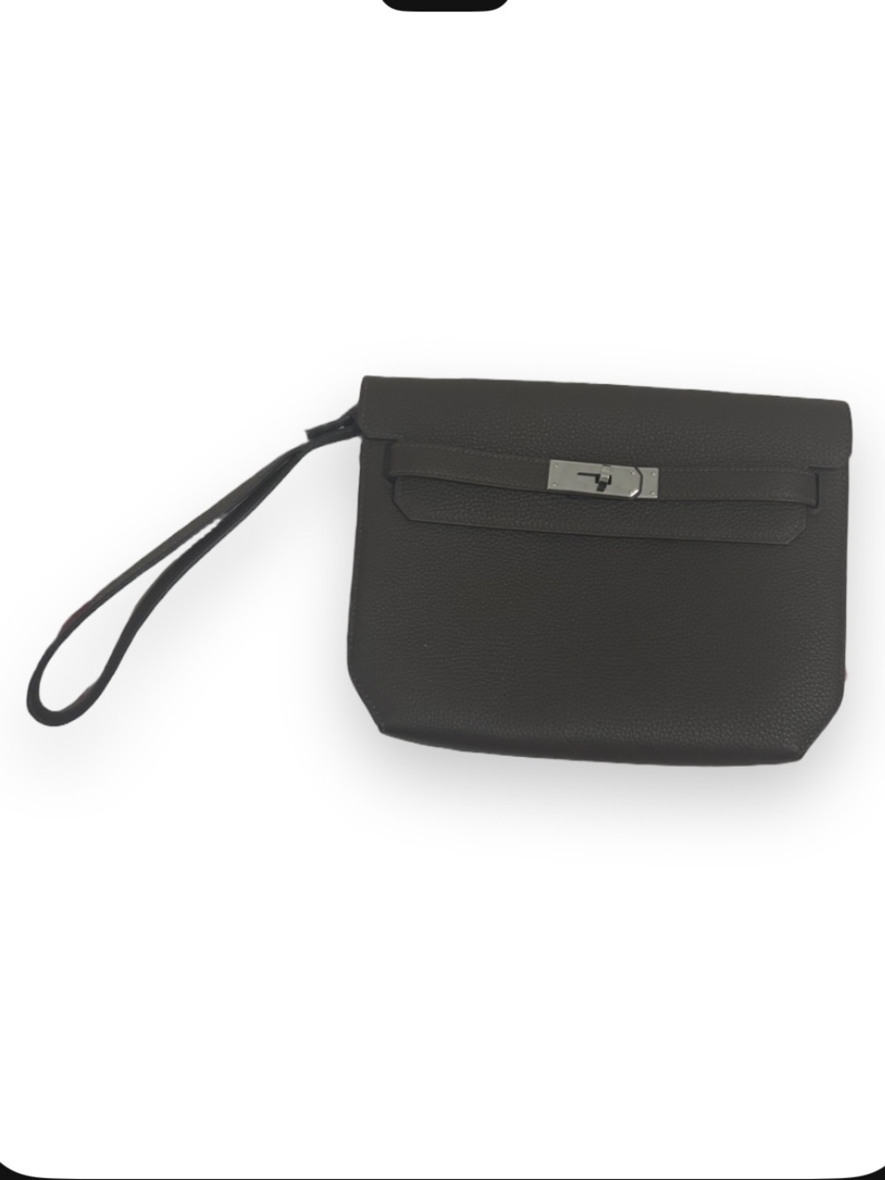 Hermes Black Leather Wristlet with Silver Turn-Lock